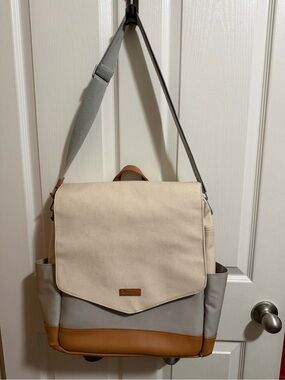 Kinwell Convertible Diaper Bag Backpack Gray Cream Tan